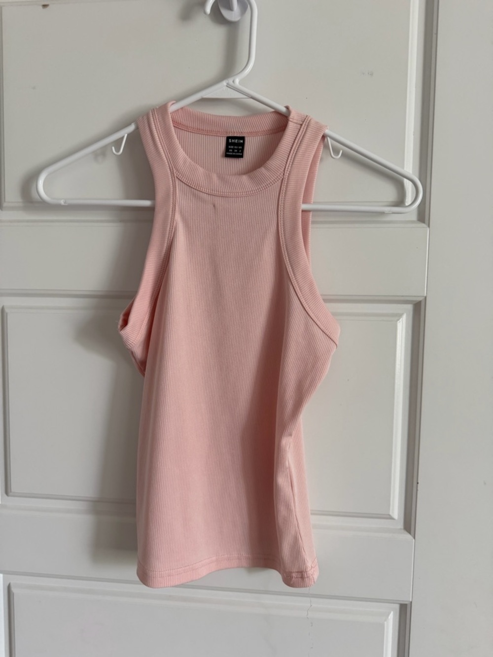 SHEIN Pale Pink Ribbed Crewneck Tank